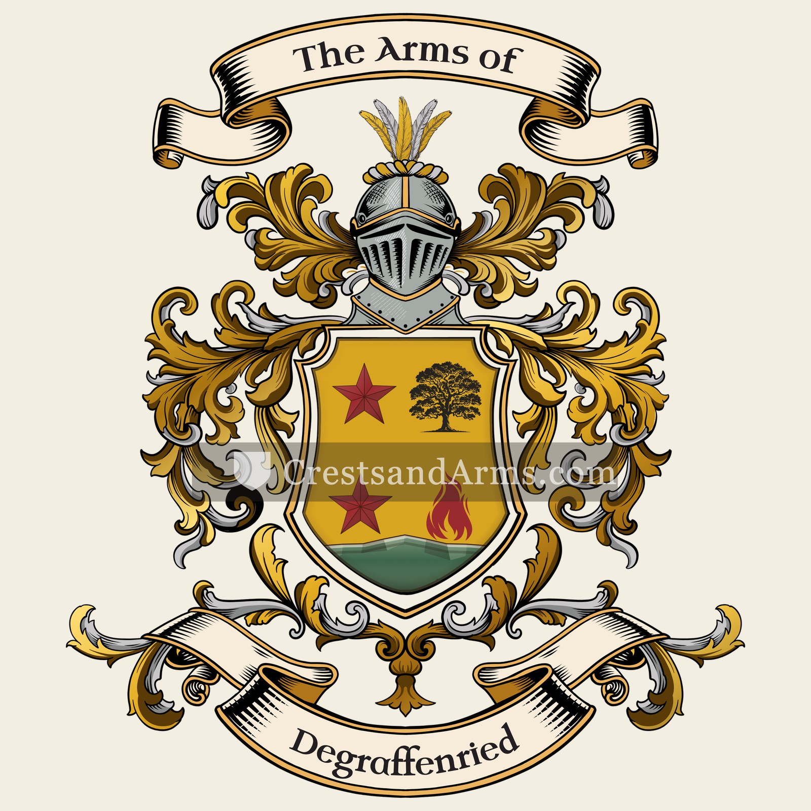 The Degraffenried coat of arms, drawn from the recorded blazon