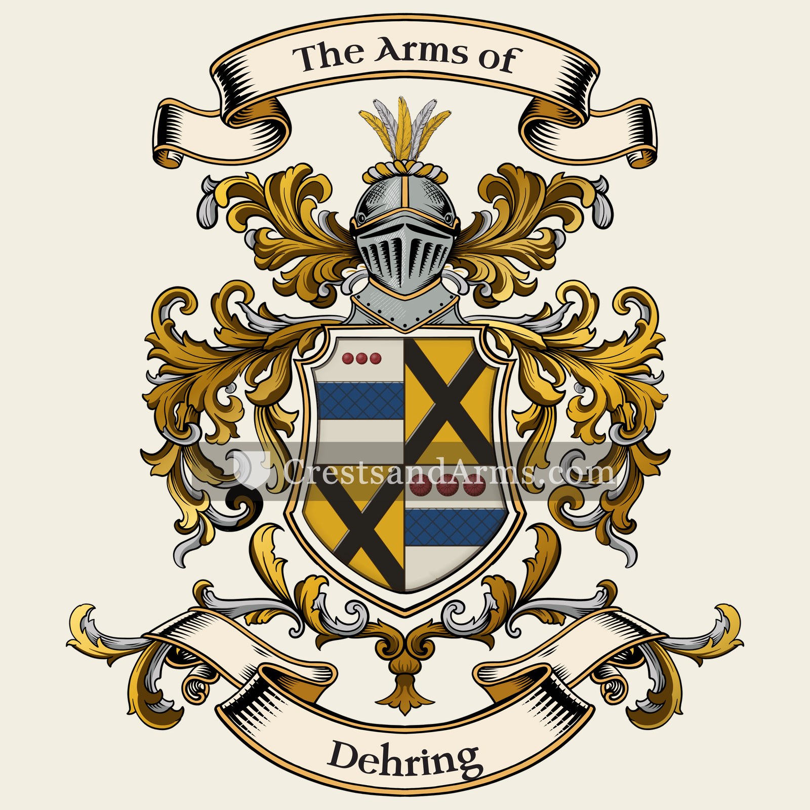 The Dehring coat of arms, drawn from the recorded blazon