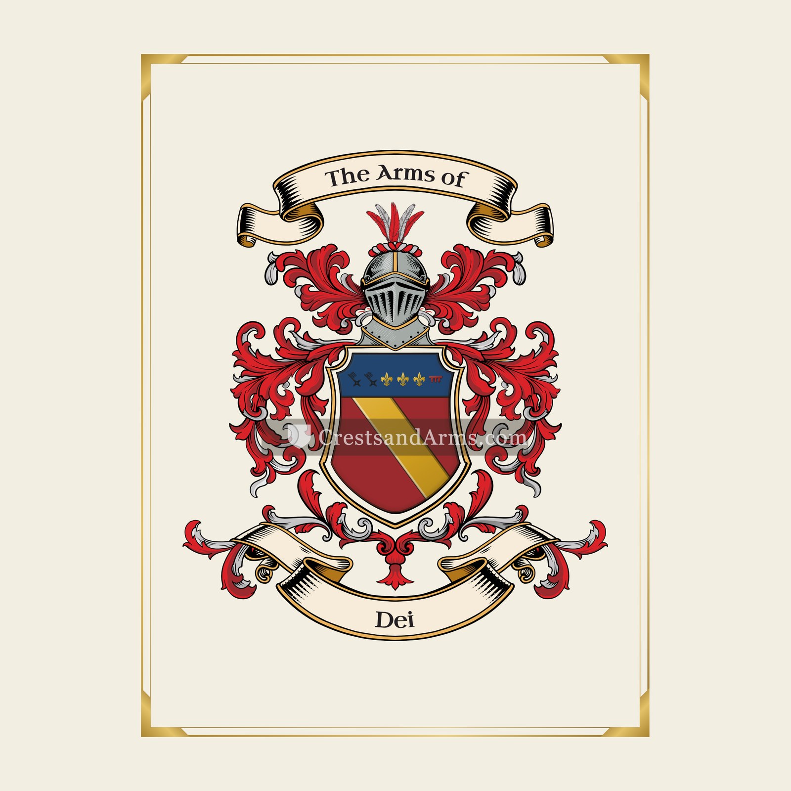 With gold border