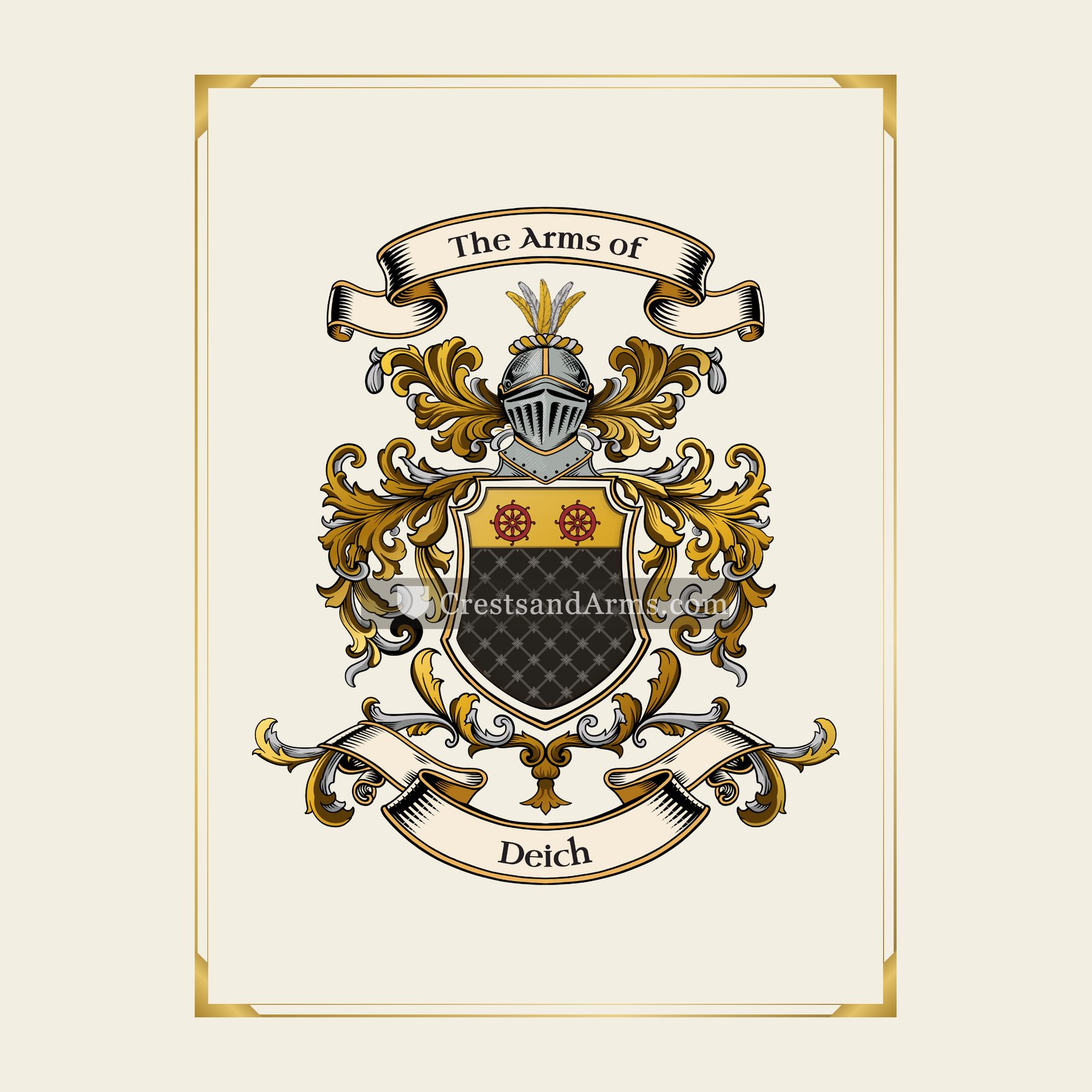With gold border