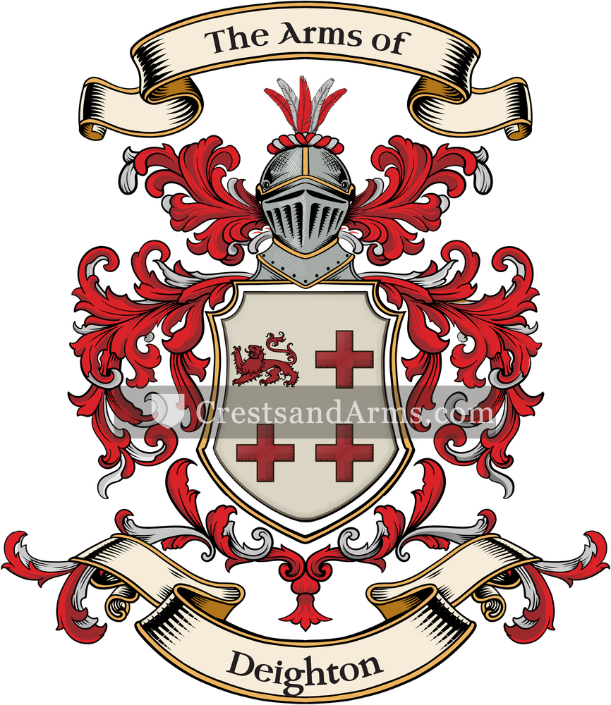 The Deighton coat of arms, drawn from the recorded blazon