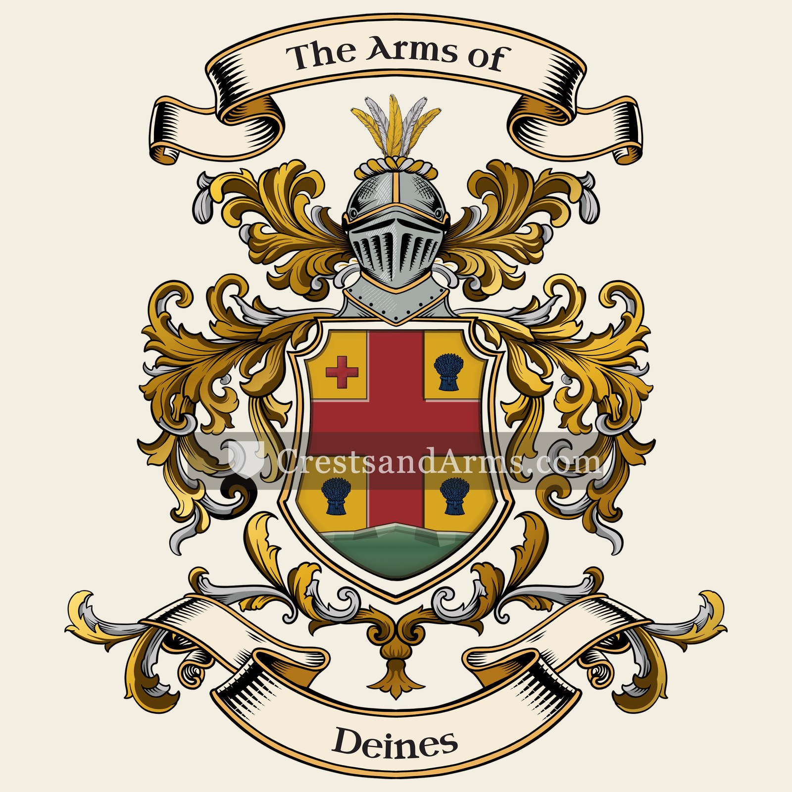 The Deines coat of arms, drawn from the recorded blazon