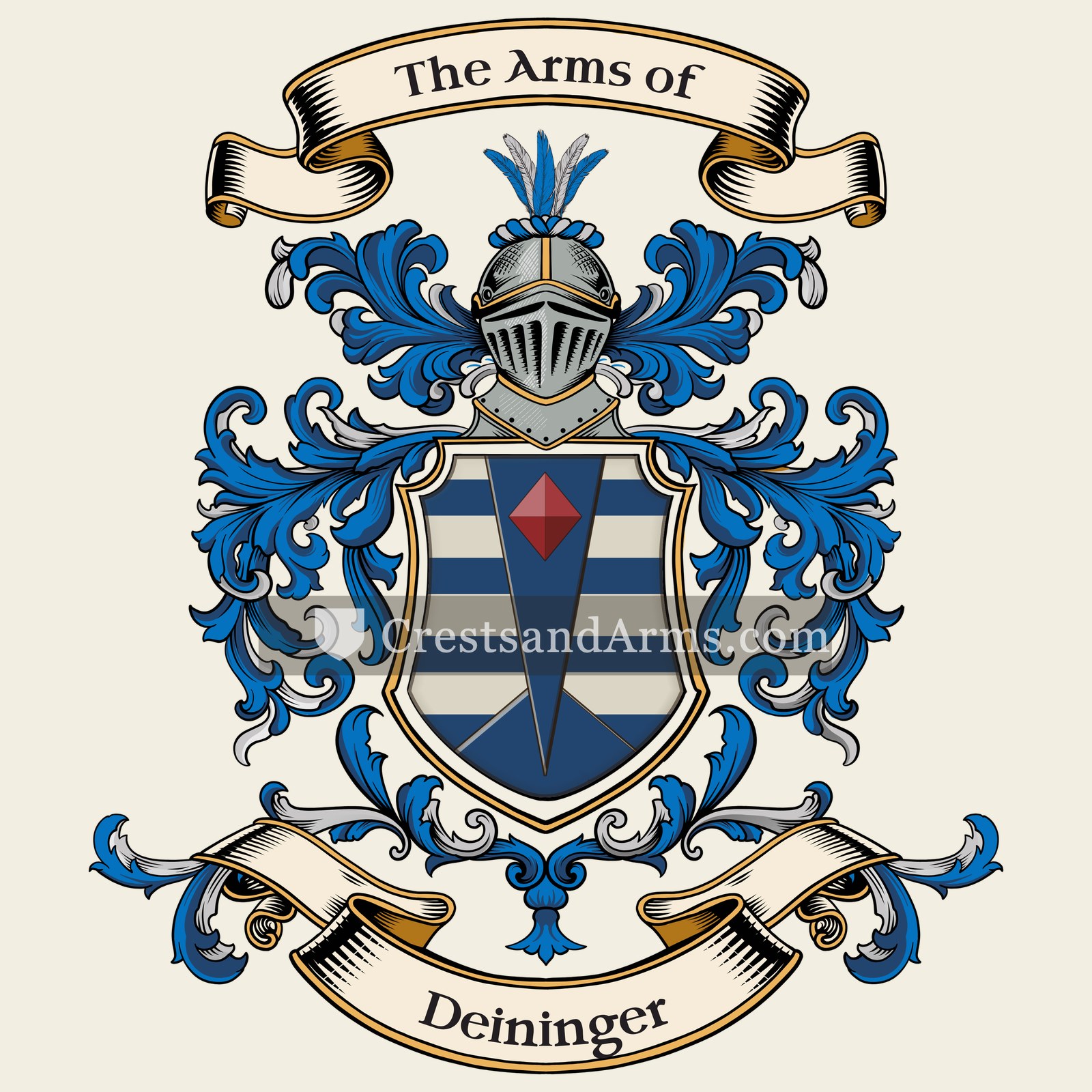 The Deininger coat of arms, drawn from the recorded blazon