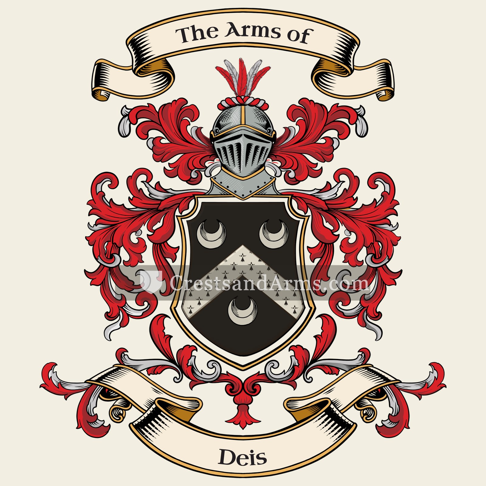The Deis coat of arms, drawn from the recorded blazon
