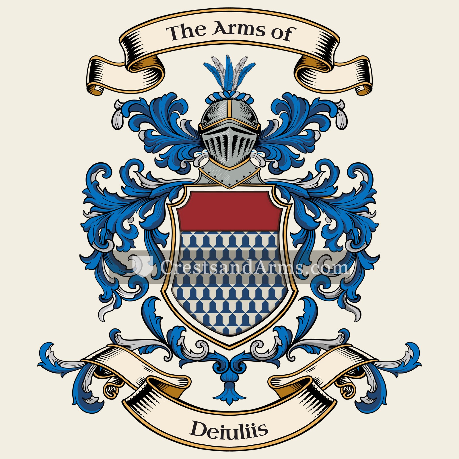 The Deiuliis coat of arms, drawn from the recorded blazon