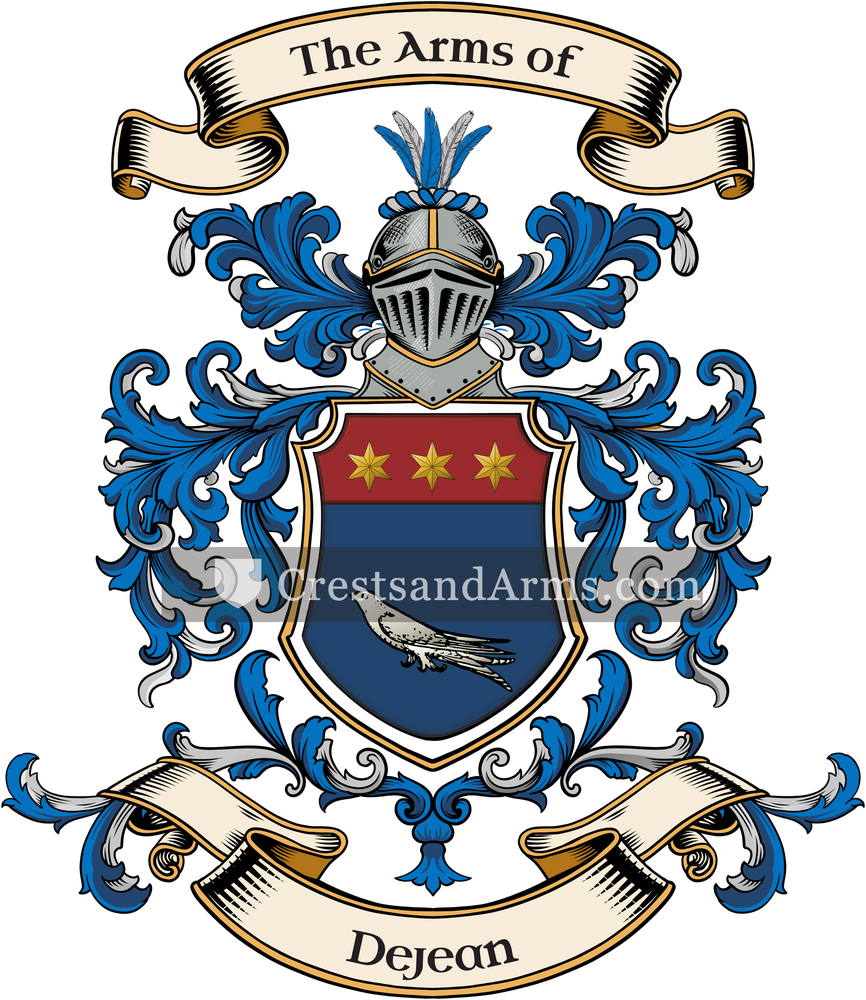 The Dejean coat of arms, drawn from the recorded blazon