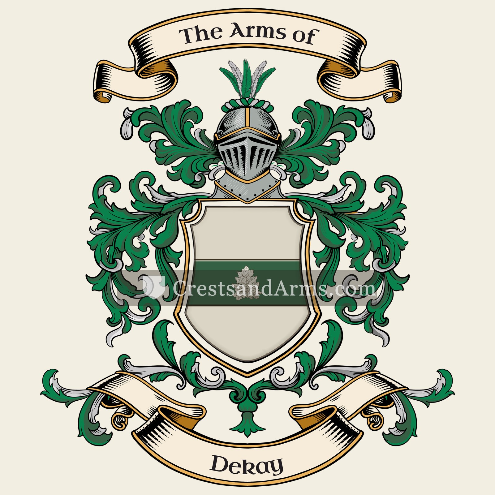 The Dekay coat of arms, drawn from the recorded blazon