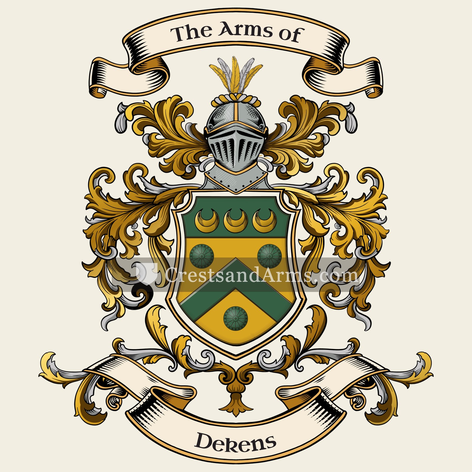 The Dekens coat of arms, drawn from the recorded blazon