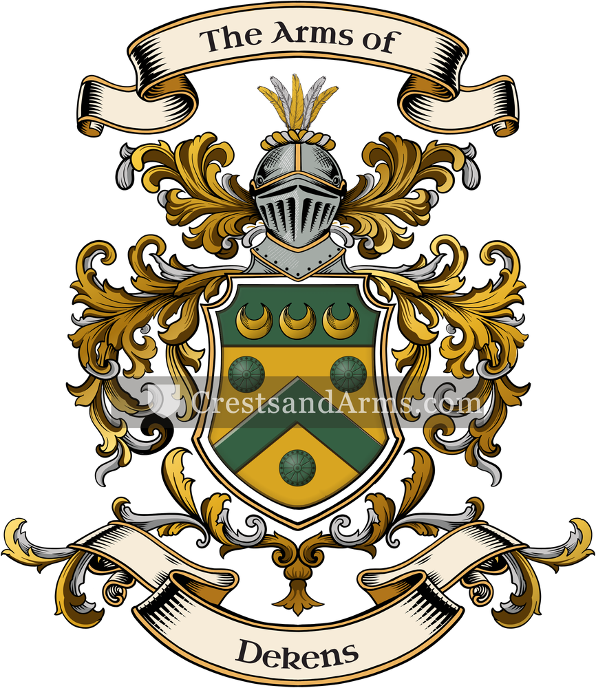 The Dekens coat of arms, drawn from the recorded blazon