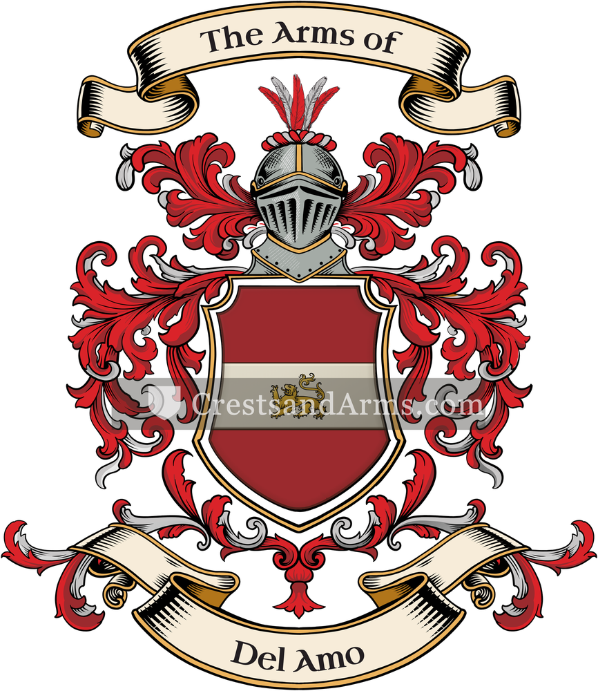 The Del Amo coat of arms, drawn from the recorded blazon
