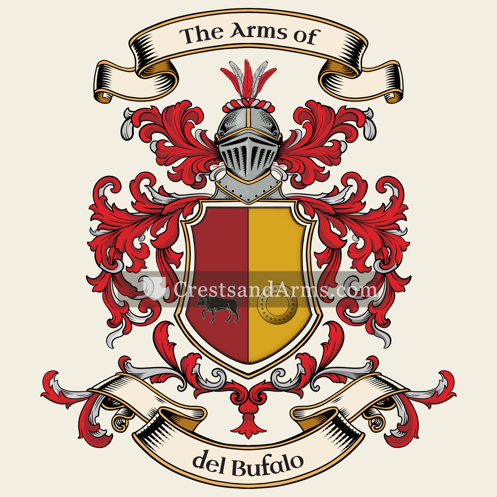 The del Bufalo coat of arms, drawn from the recorded blazon
