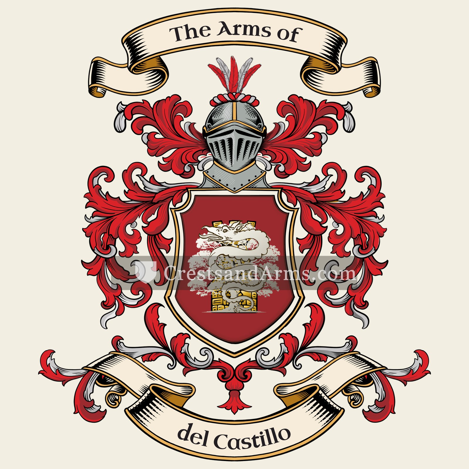 The del Castillo coat of arms, drawn from the recorded blazon