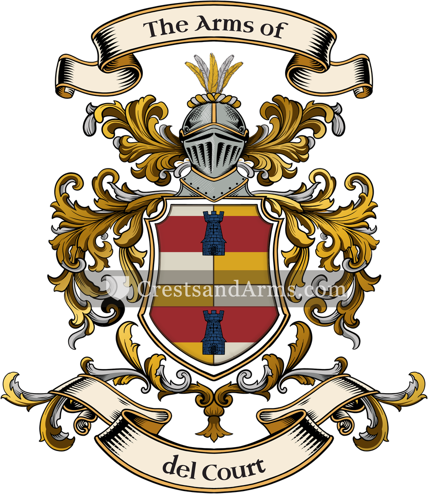 The del Court coat of arms, drawn from the recorded blazon