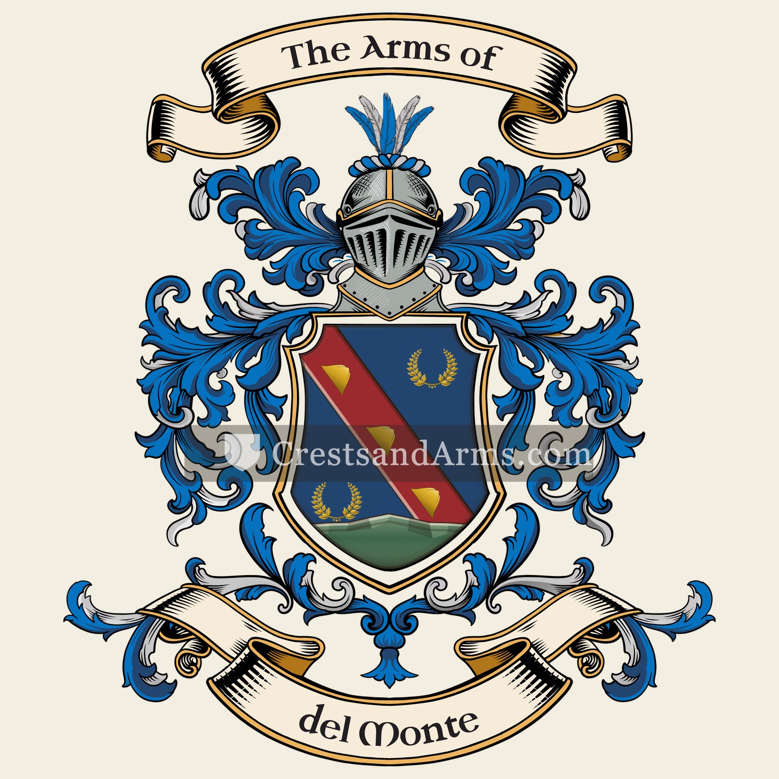 The del Monte coat of arms, drawn from the recorded blazon
