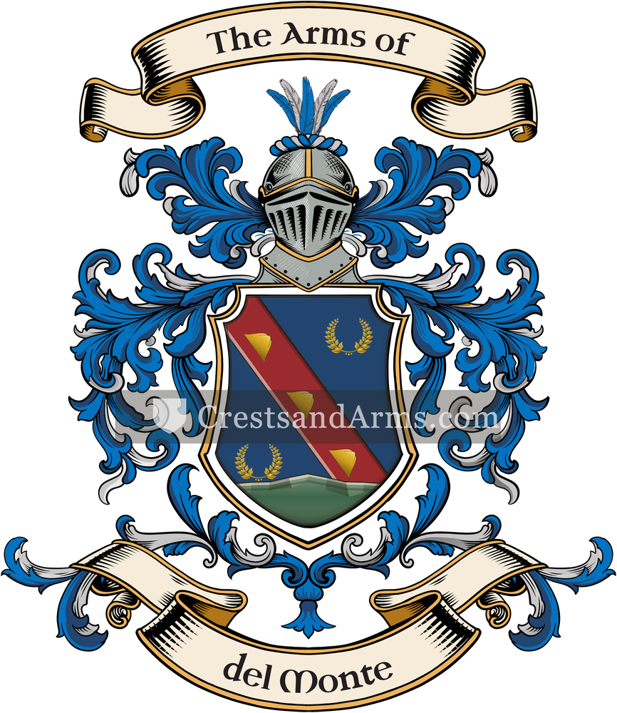 The del Monte coat of arms, drawn from the recorded blazon