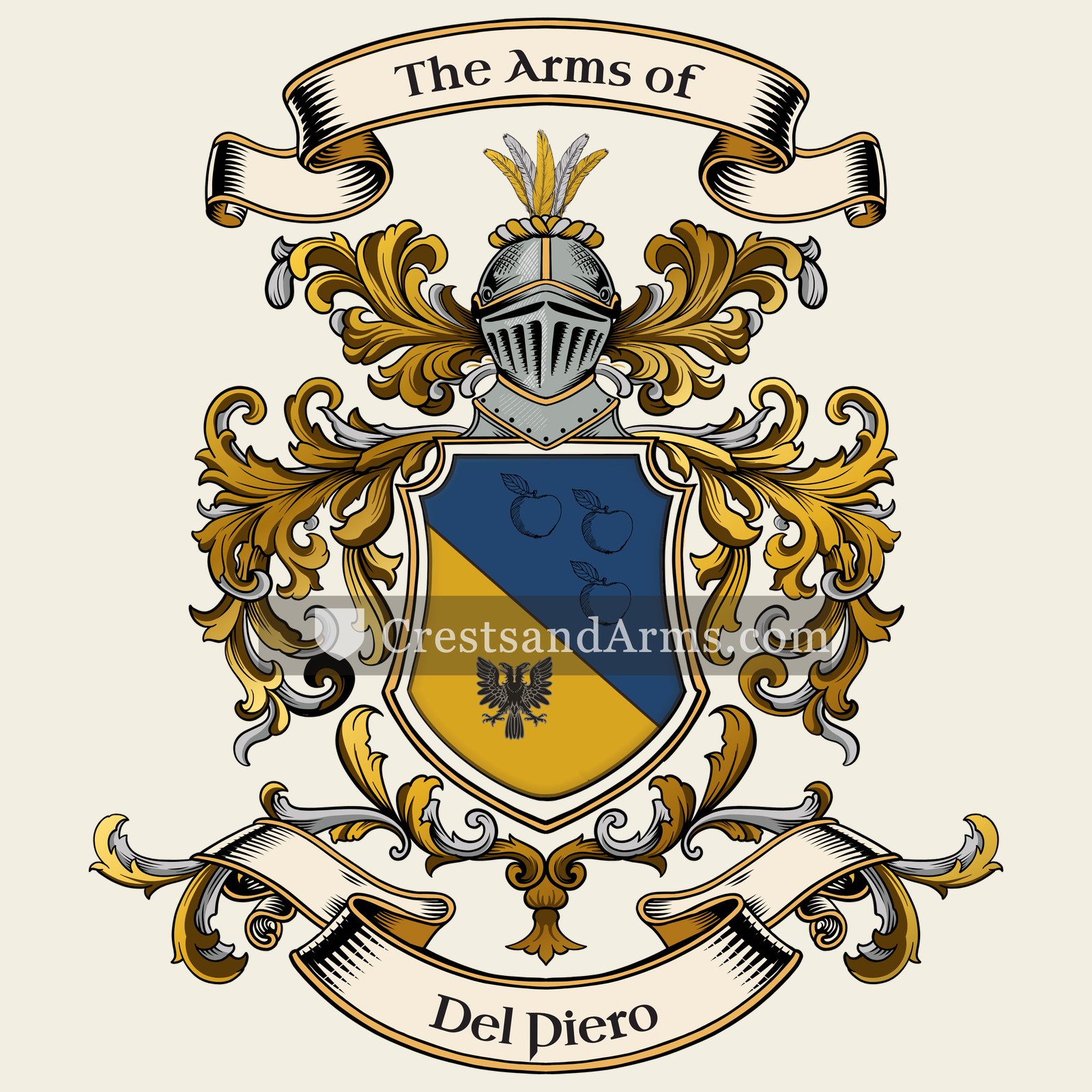 The Del Piero coat of arms, drawn from the recorded blazon