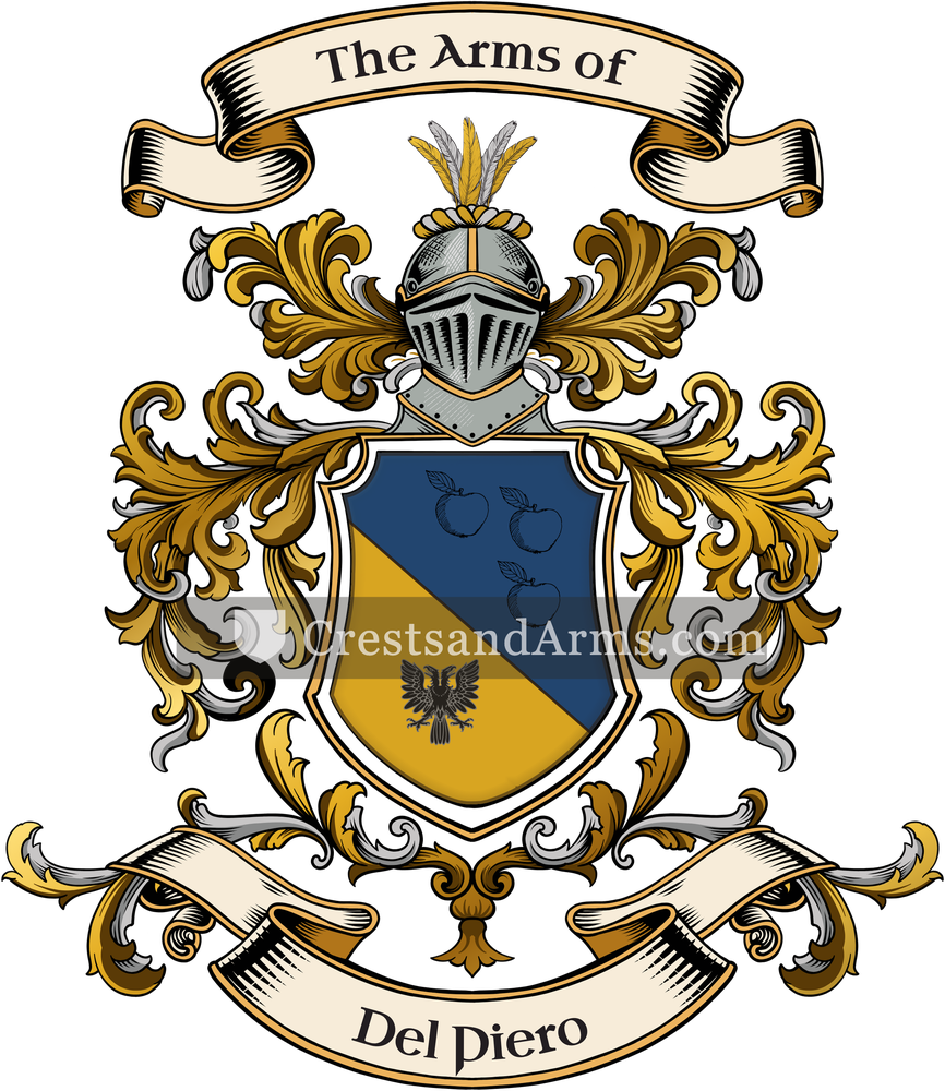 The Del Piero coat of arms, drawn from the recorded blazon