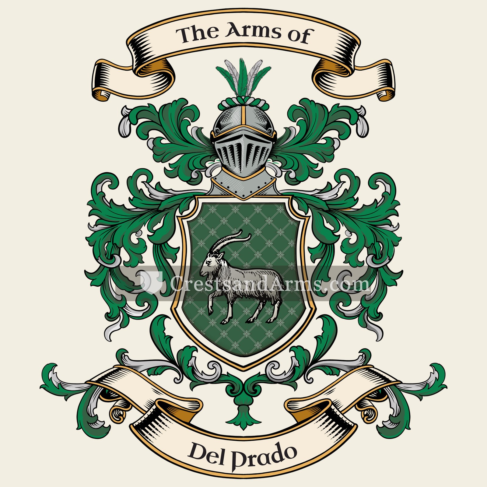 The Del Prado coat of arms, drawn from the recorded blazon