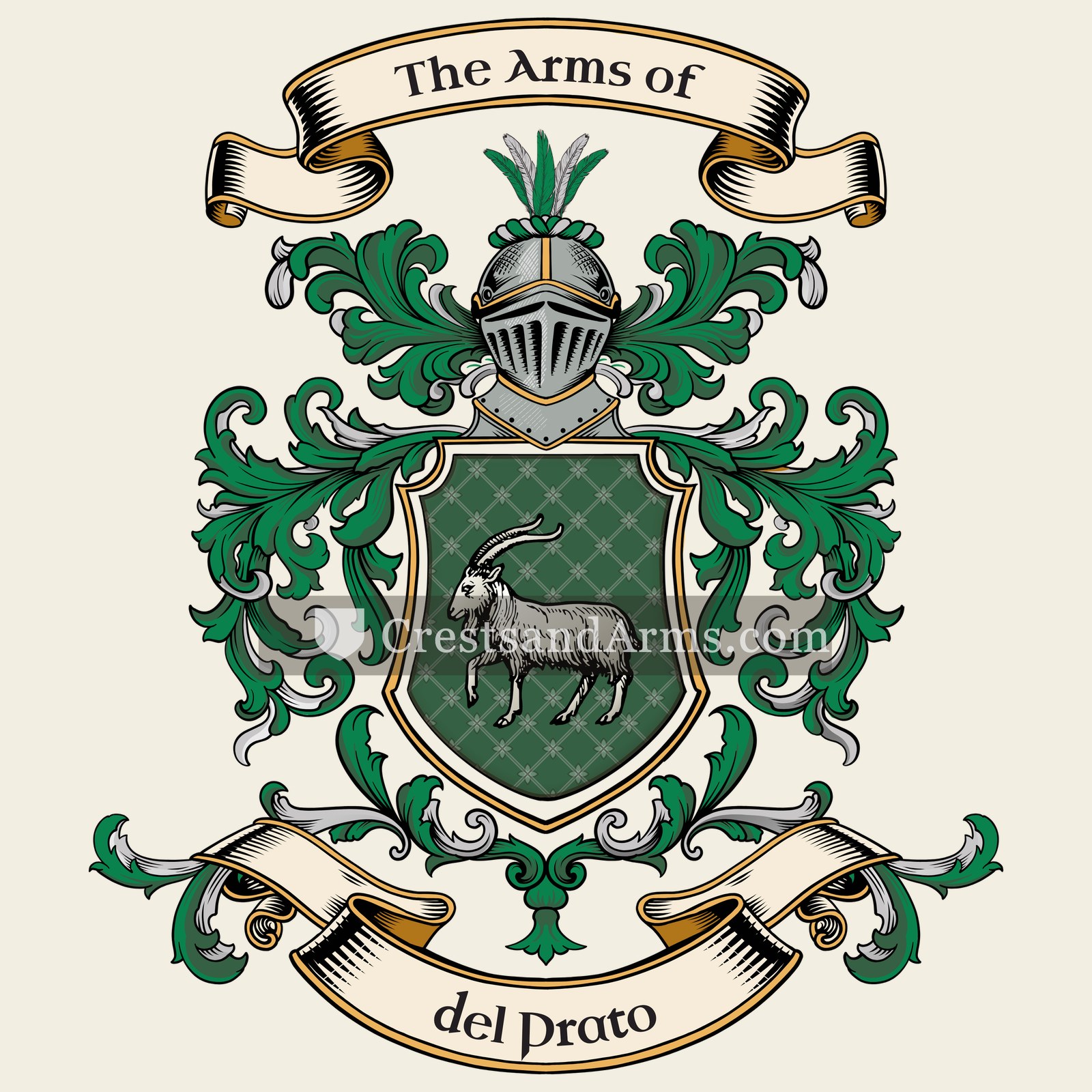 The del Prato coat of arms, drawn from the recorded blazon
