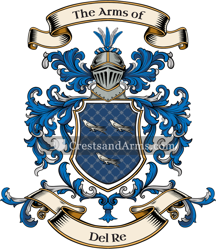 The Del Re coat of arms, drawn from the recorded blazon