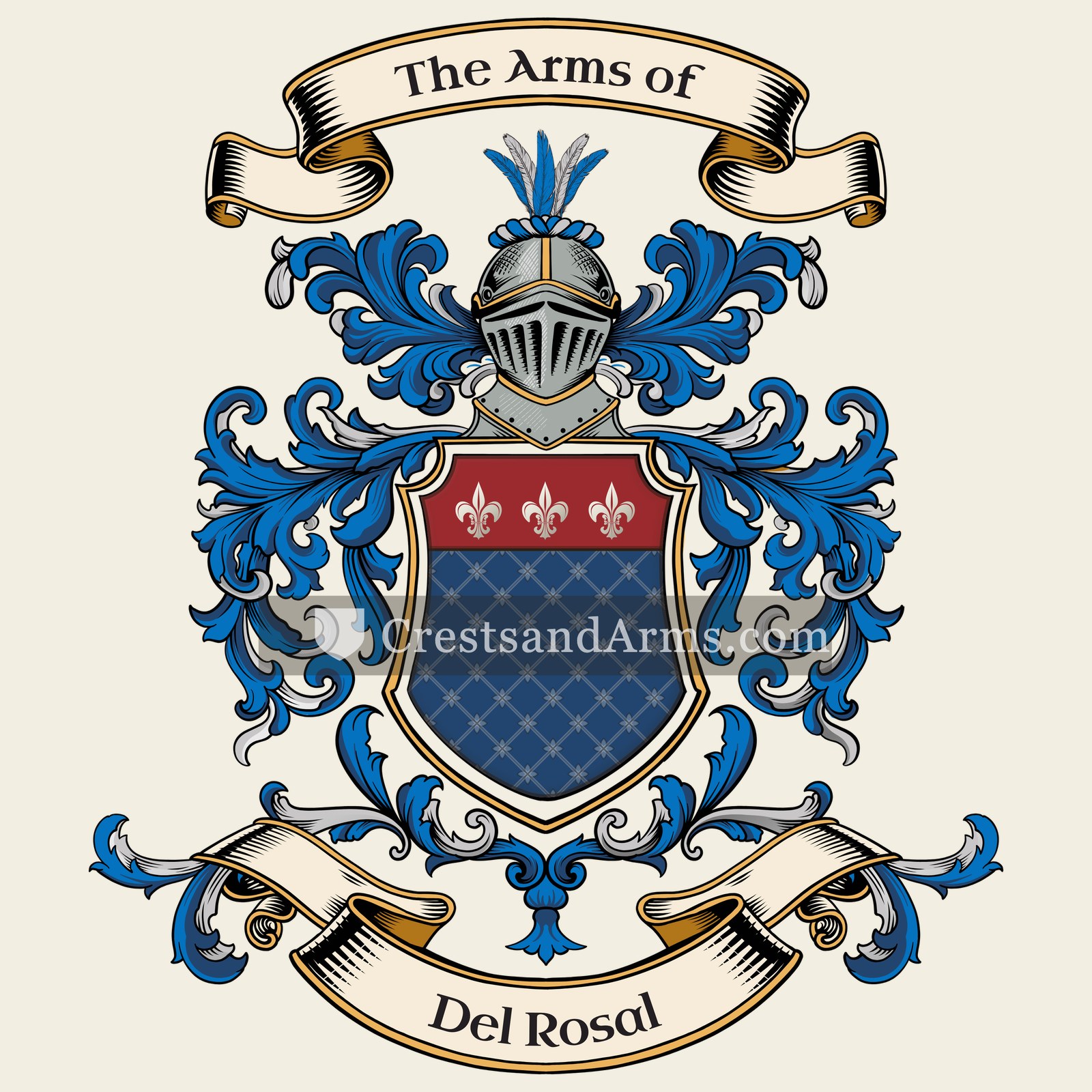 The Del Rosal coat of arms, drawn from the recorded blazon