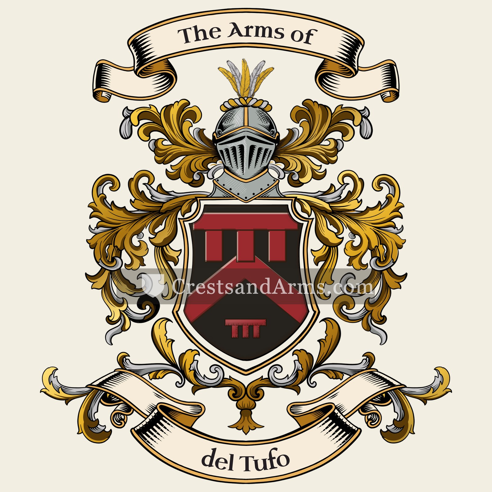 The del Tufo coat of arms, drawn from the recorded blazon
