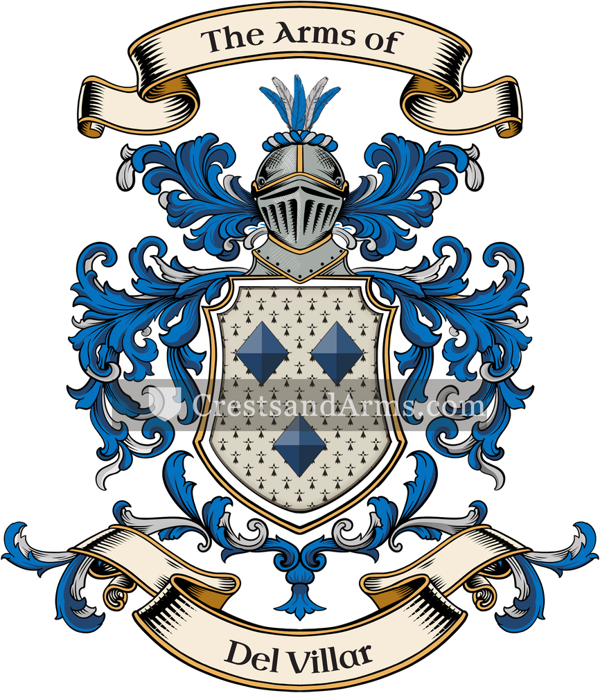 The Del Villar coat of arms, drawn from the recorded blazon