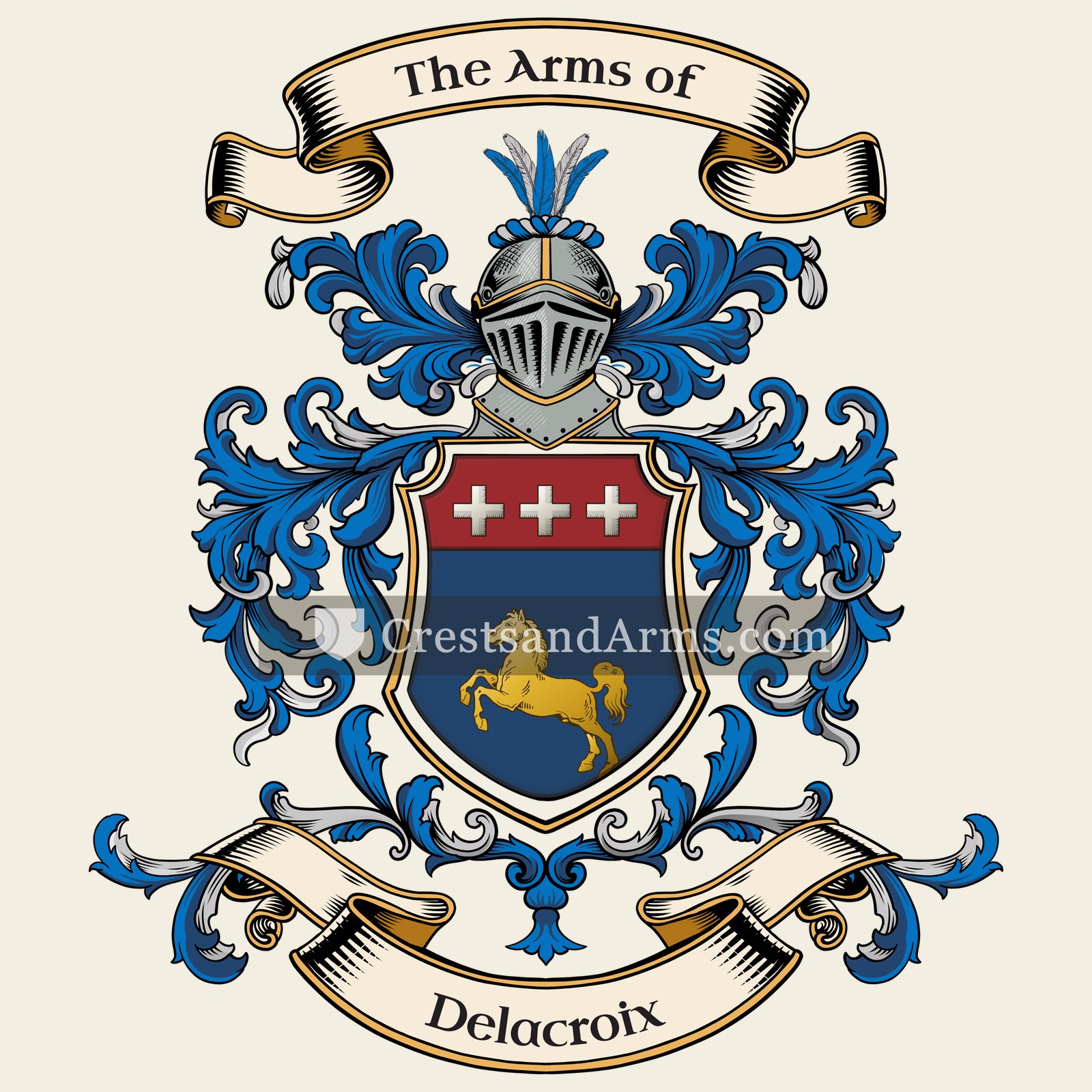 The Delacroix coat of arms, drawn from the recorded blazon