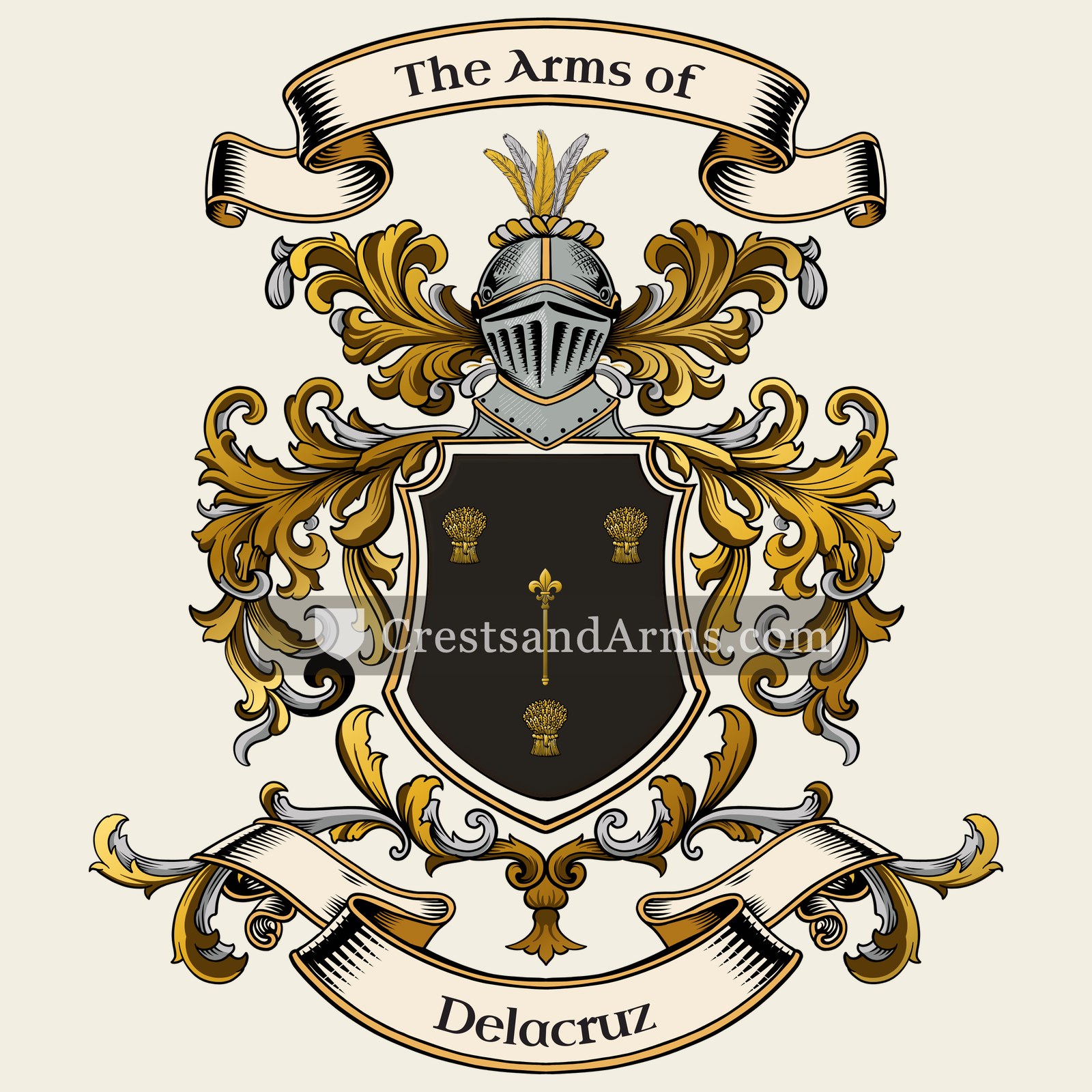 The Delacruz coat of arms, drawn from the recorded blazon