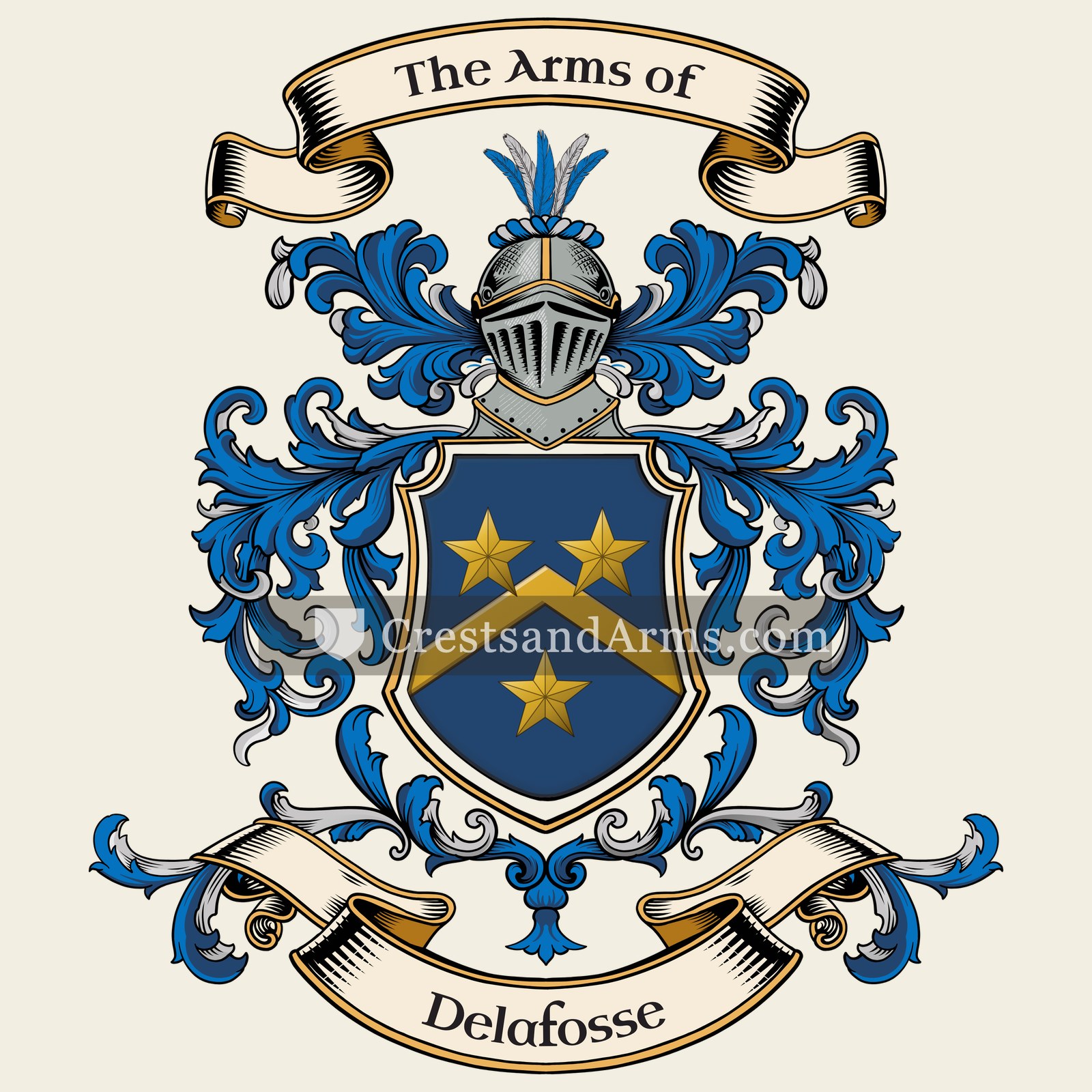 The Delafosse coat of arms, drawn from the recorded blazon