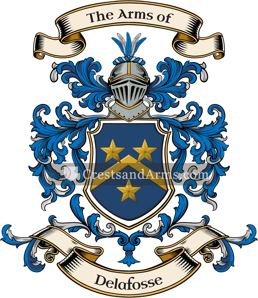 The Delafosse coat of arms, drawn from the recorded blazon
