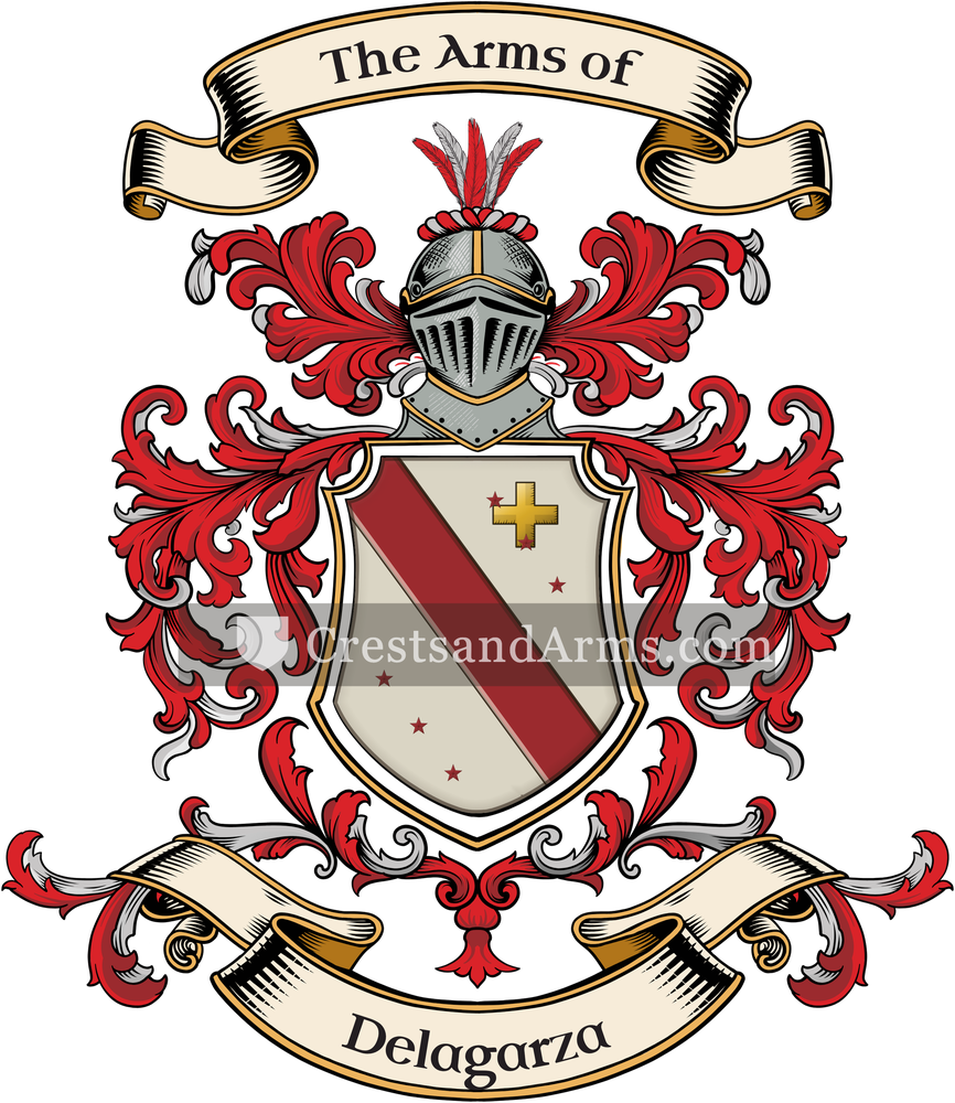 The Delagarza coat of arms, drawn from the recorded blazon