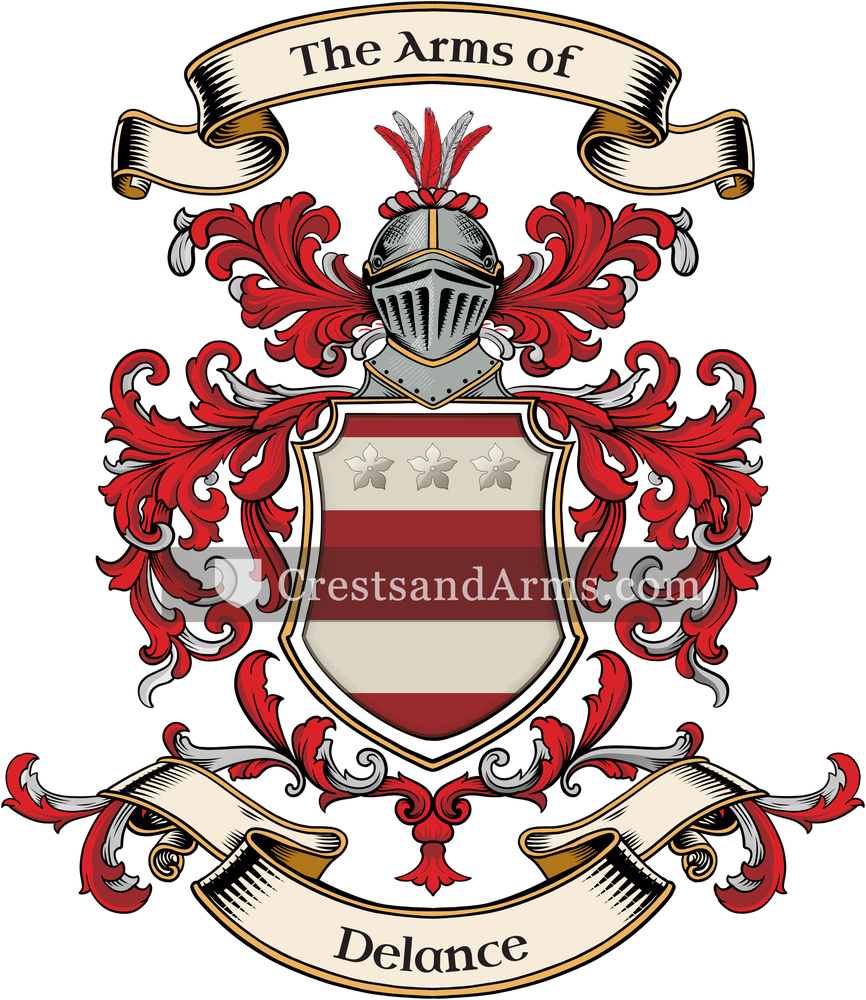 The Delance coat of arms, drawn from the recorded blazon