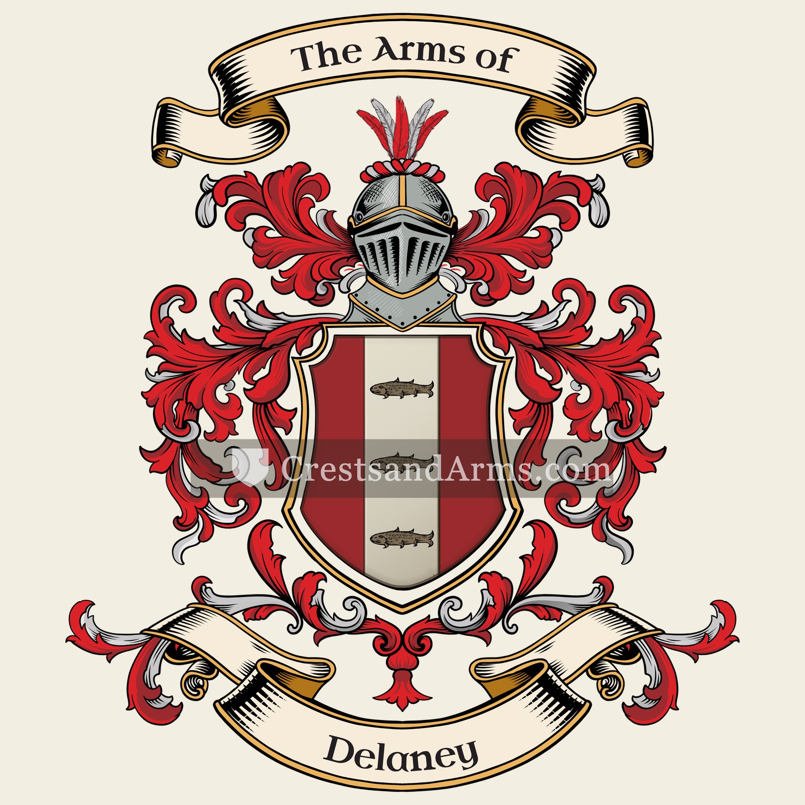 The Delaney coat of arms, drawn from the recorded blazon