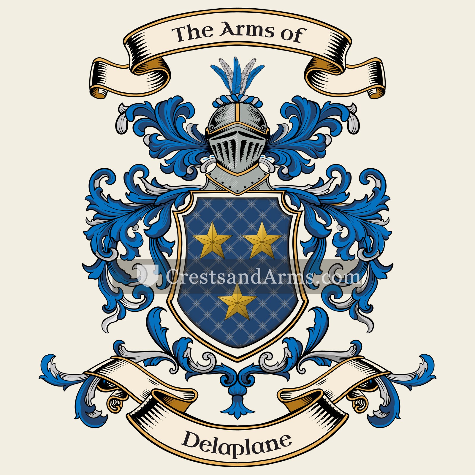 The Delaplane coat of arms, drawn from the recorded blazon