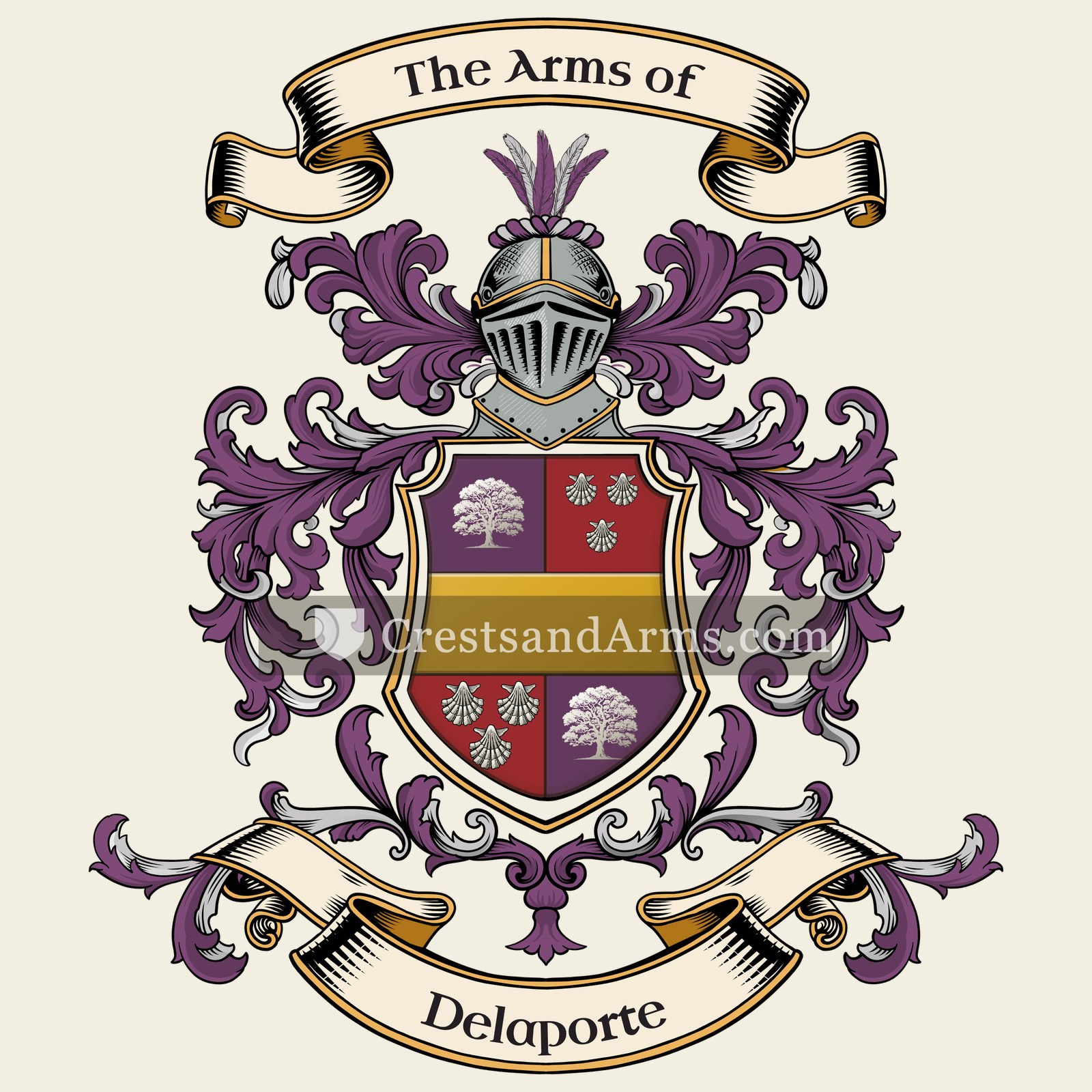 The Delaporte coat of arms, drawn from the recorded blazon