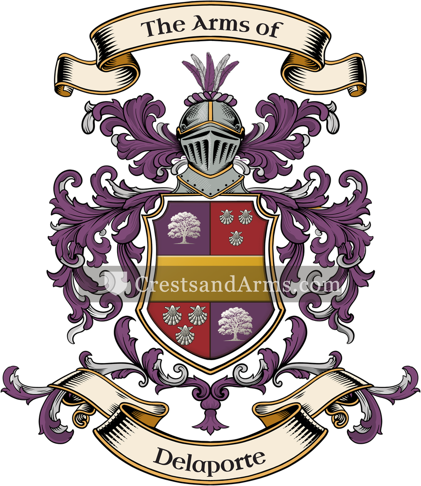 The Delaporte coat of arms, drawn from the recorded blazon
