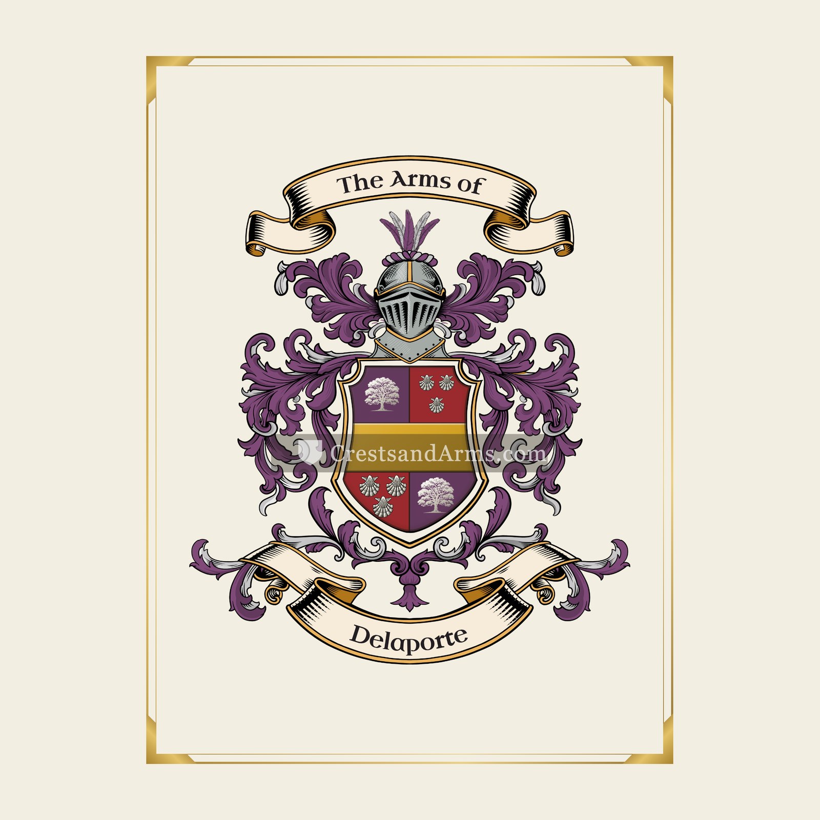 With gold border