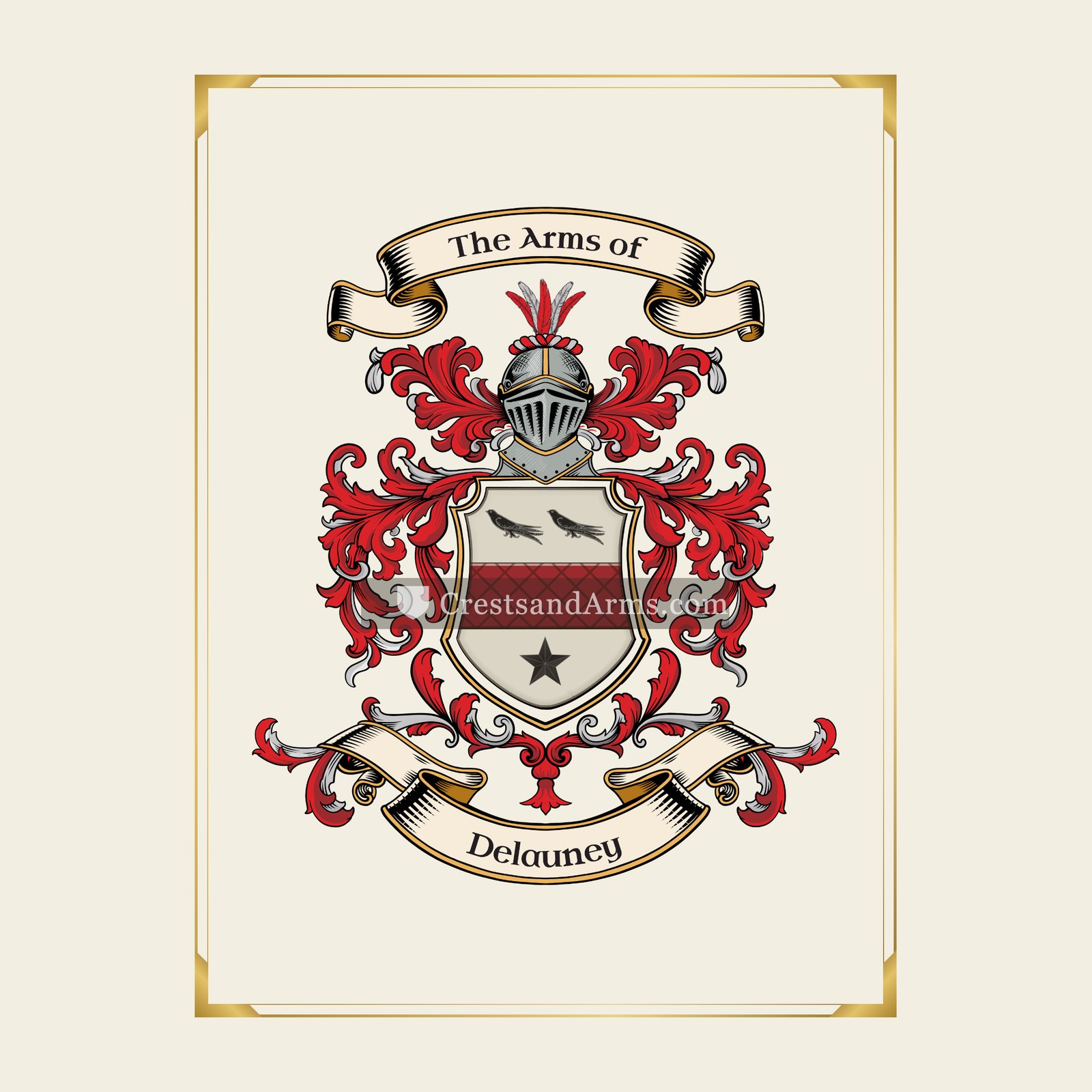 With gold border