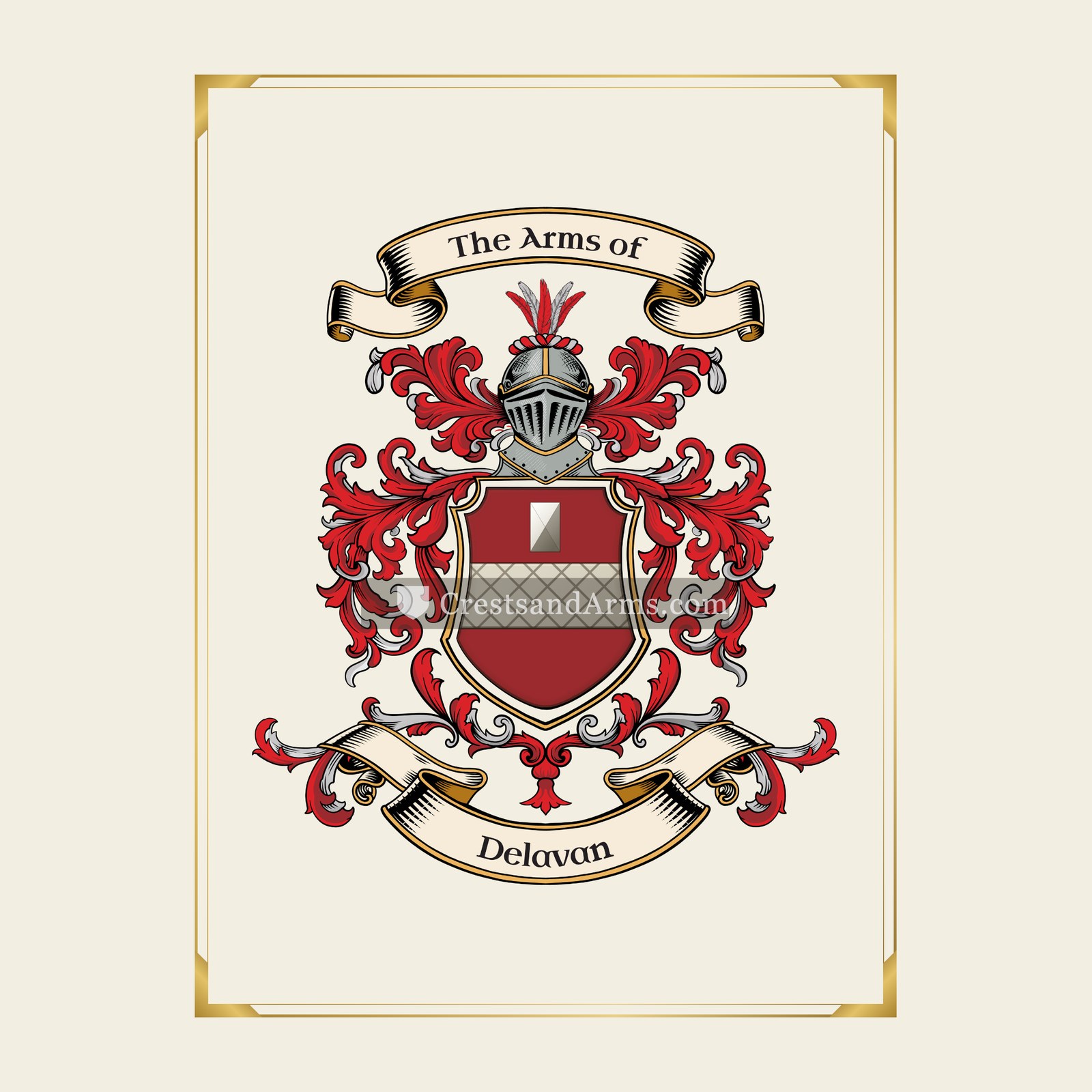 With gold border
