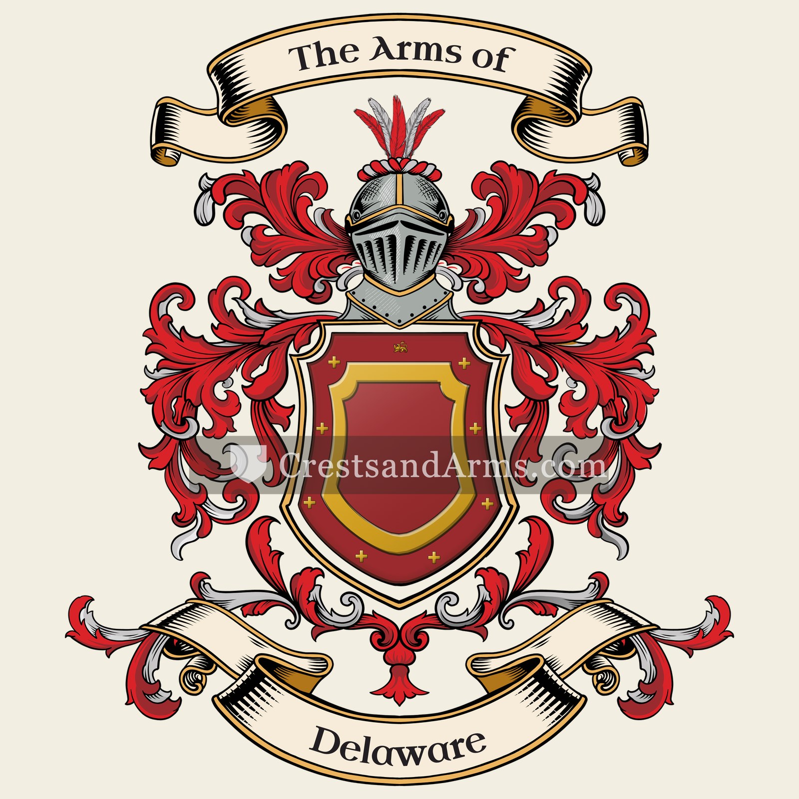 The Delaware coat of arms, drawn from the recorded blazon