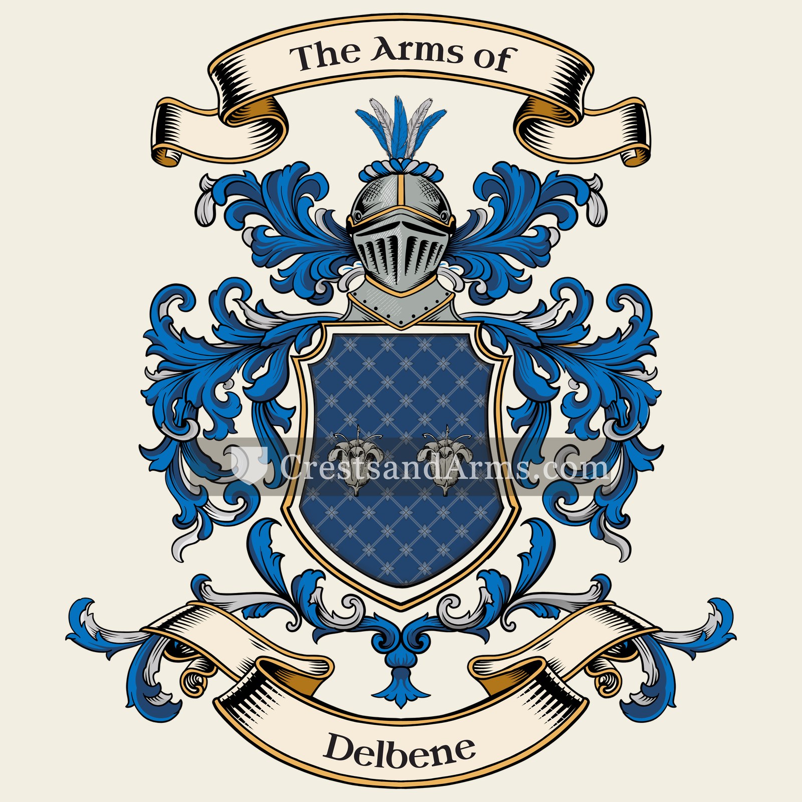 The Delbene coat of arms, drawn from the recorded blazon