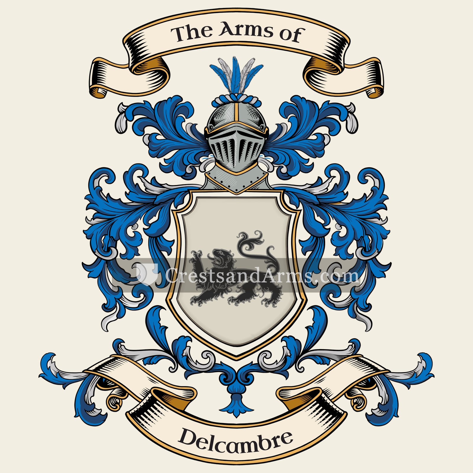 The Delcambre coat of arms, drawn from the recorded blazon