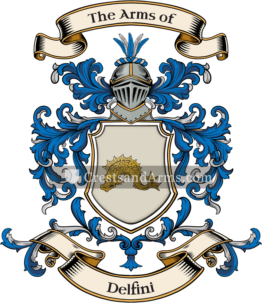 The Delfini coat of arms, drawn from the recorded blazon