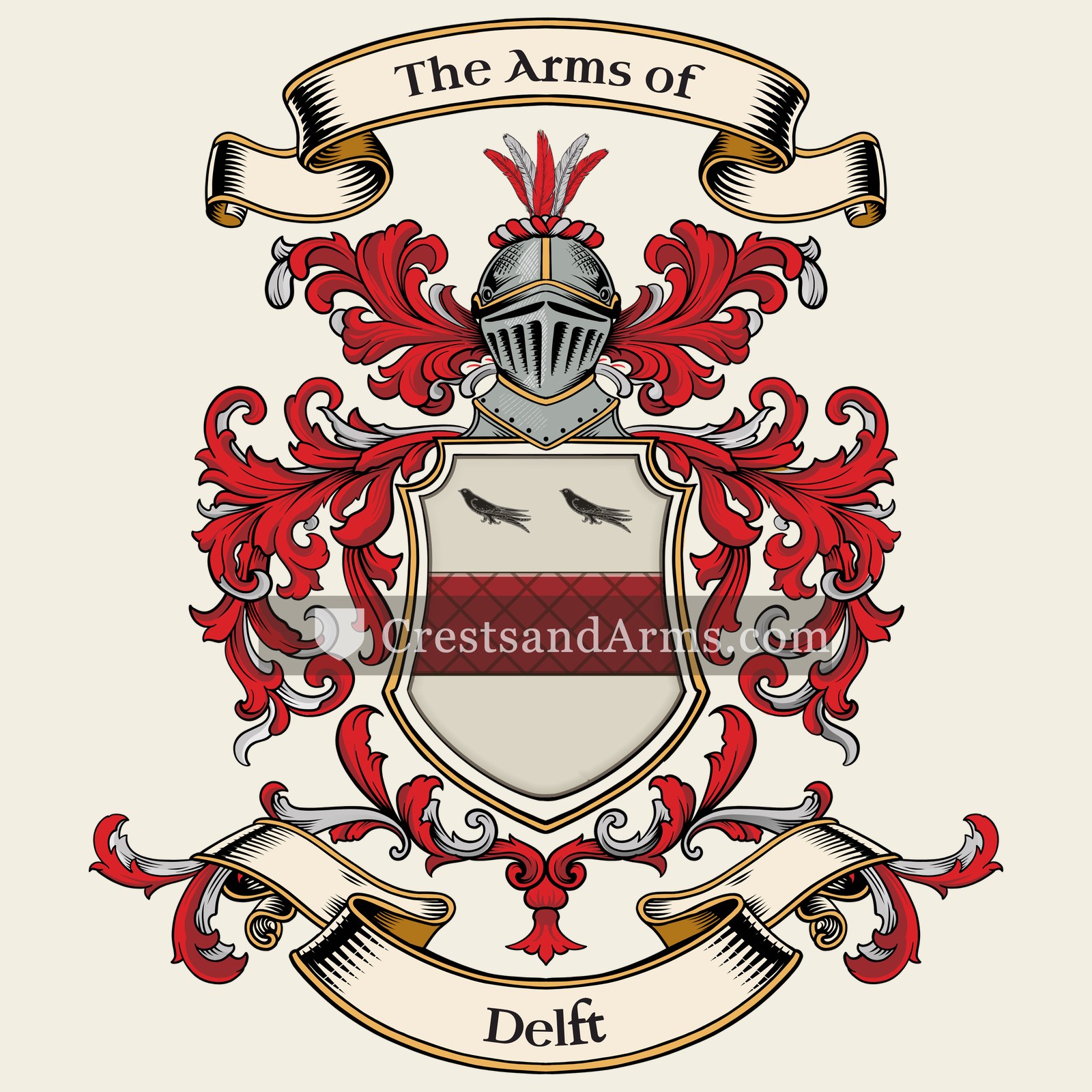 The Delft coat of arms, drawn from the recorded blazon