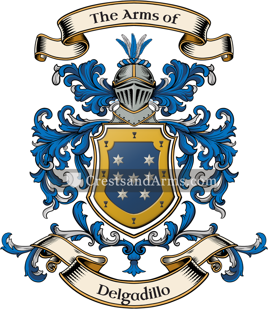 The Delgadillo coat of arms, drawn from the recorded blazon