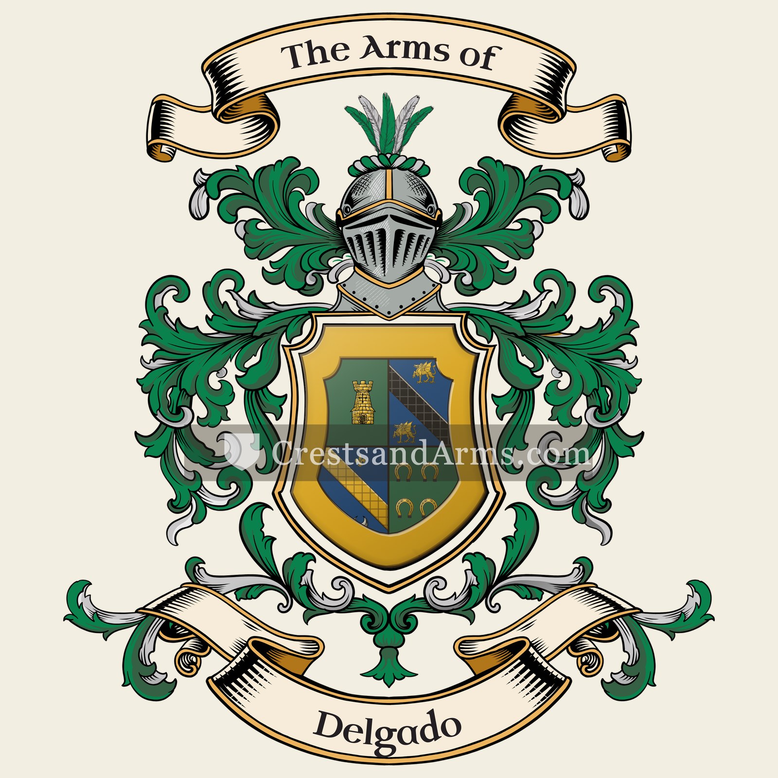 The Delgado coat of arms, drawn from the recorded blazon