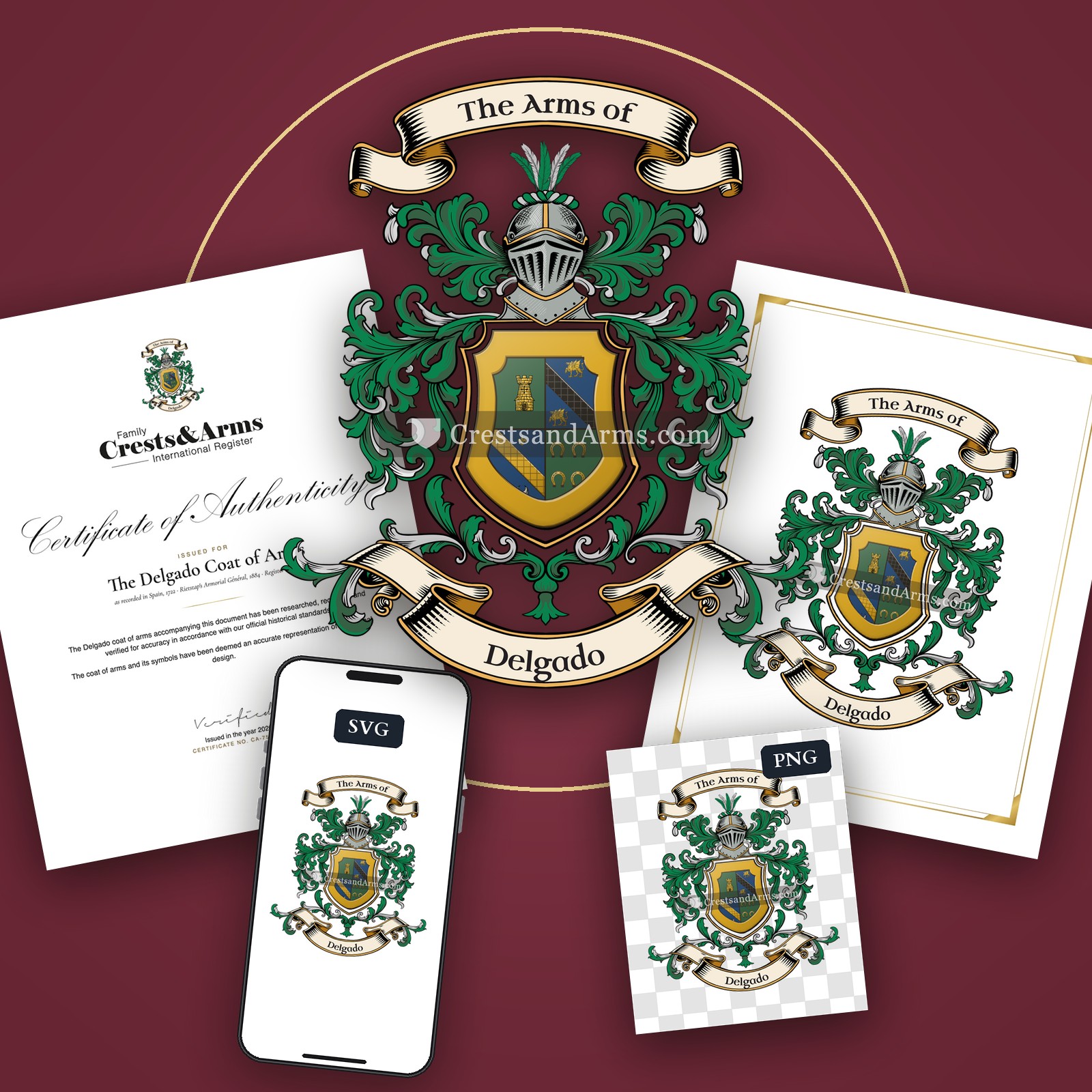 The Delgado arms on the coat of arms — digital pack