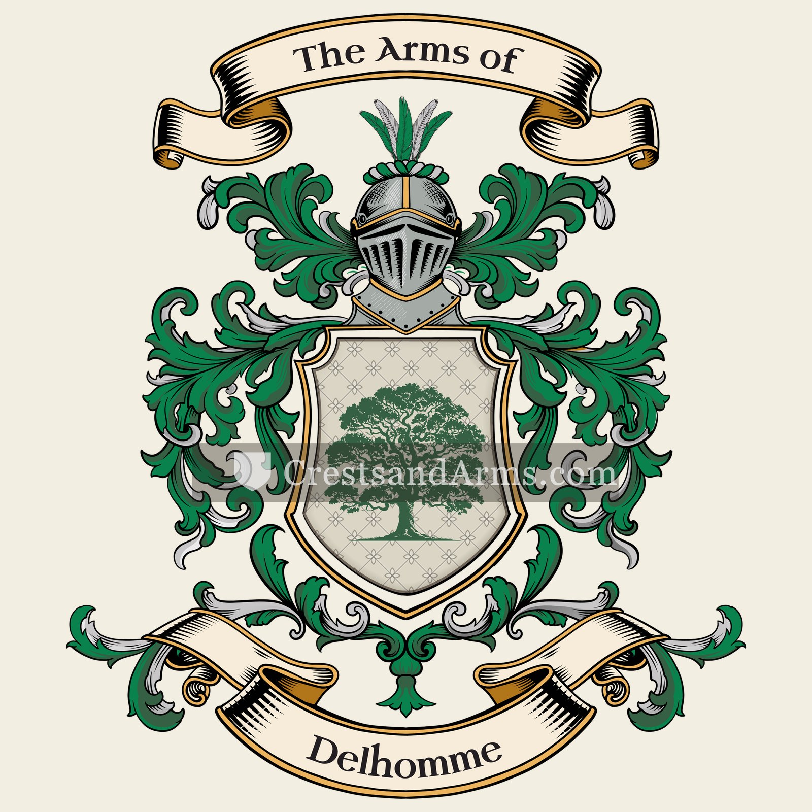 The Delhomme coat of arms, drawn from the recorded blazon