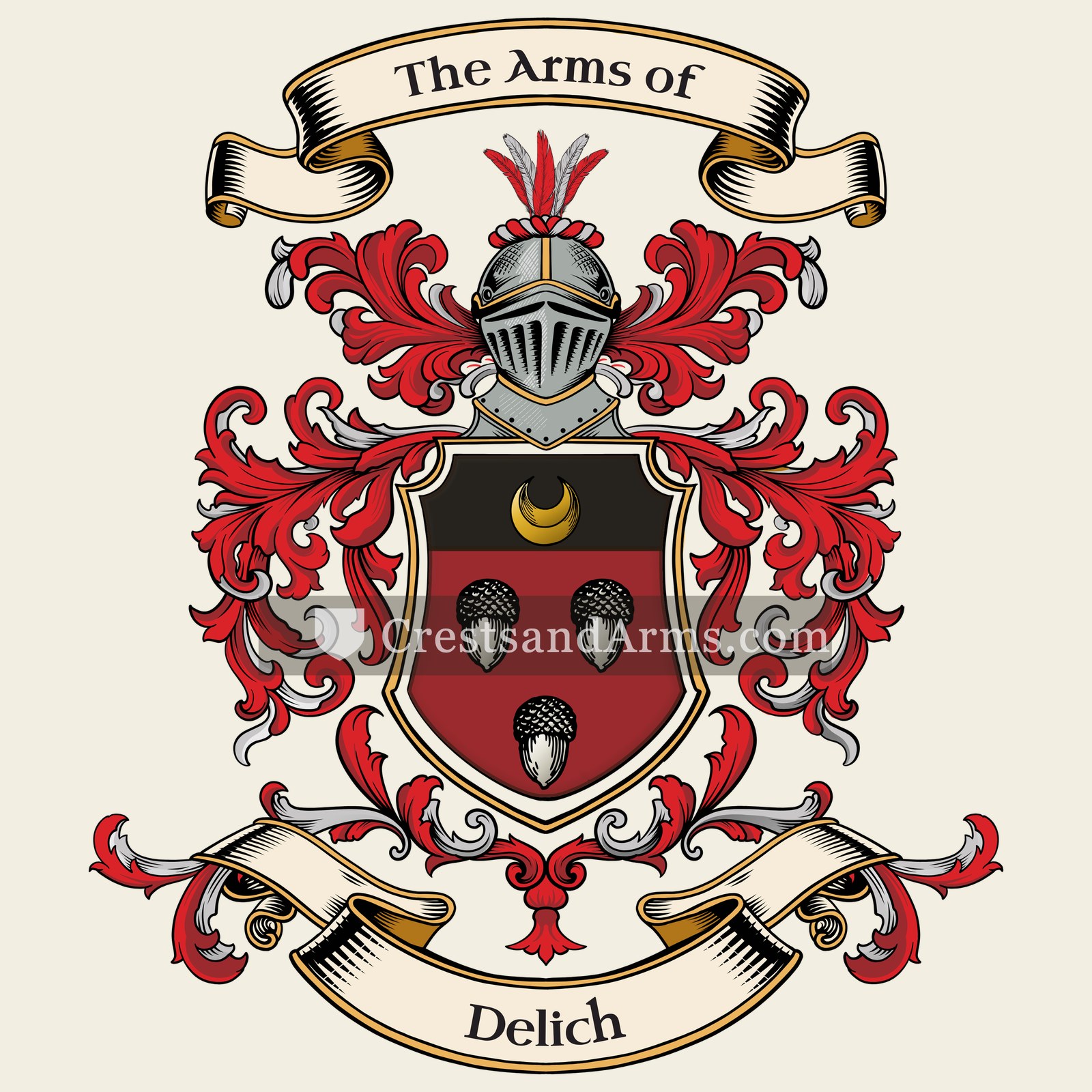 The Delich coat of arms, drawn from the recorded blazon